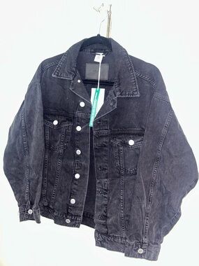 H&M Conscious Black Grey Oversized Denim Jacket NWT - XSmall